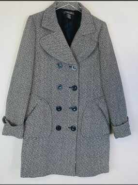 Vertigo Paris Gray Tweed Double- breasted coat SZ XL